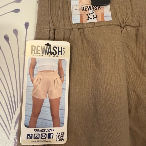 Rewash Tan High Waist Shorts with Flowy Fit - Picture 2 of 3